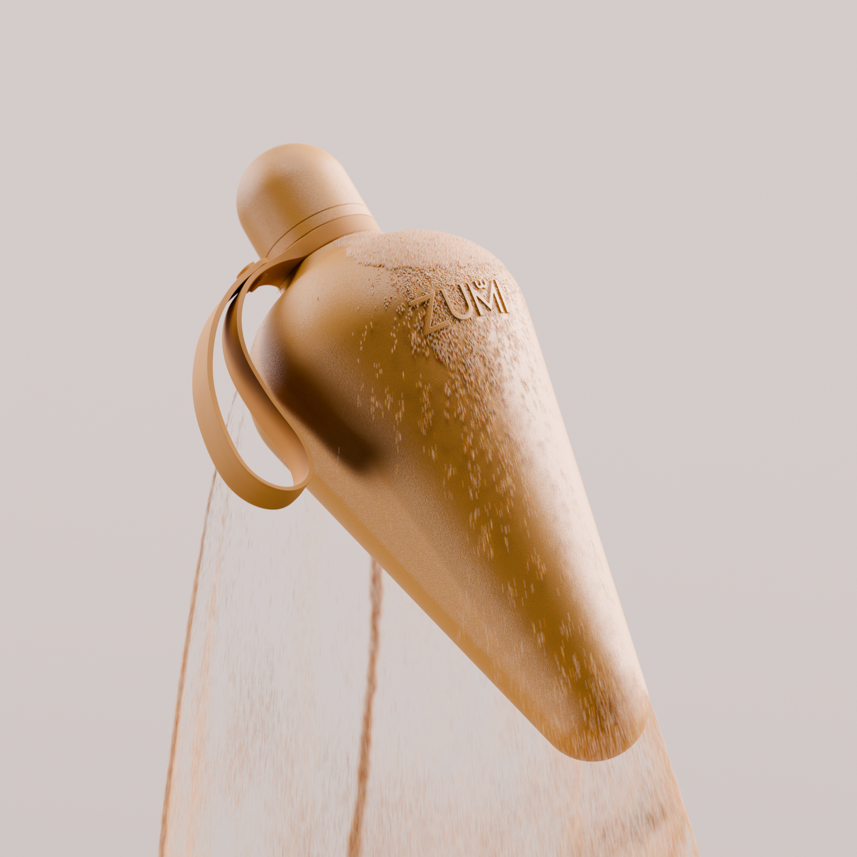 Beige Stainless Steel reusable water bottle with a strap